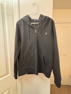 Men’s Black Polo Ralph Lauren Double-Knit Full-Zip Hoodie